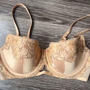 Aerie Gold Lace Trim Bra